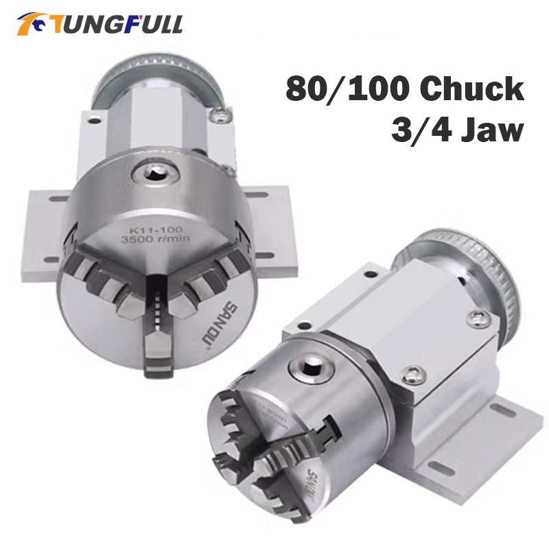 Rotary Axis Laser Engraver - Chuck 3 rahang 100mm 80mm 4