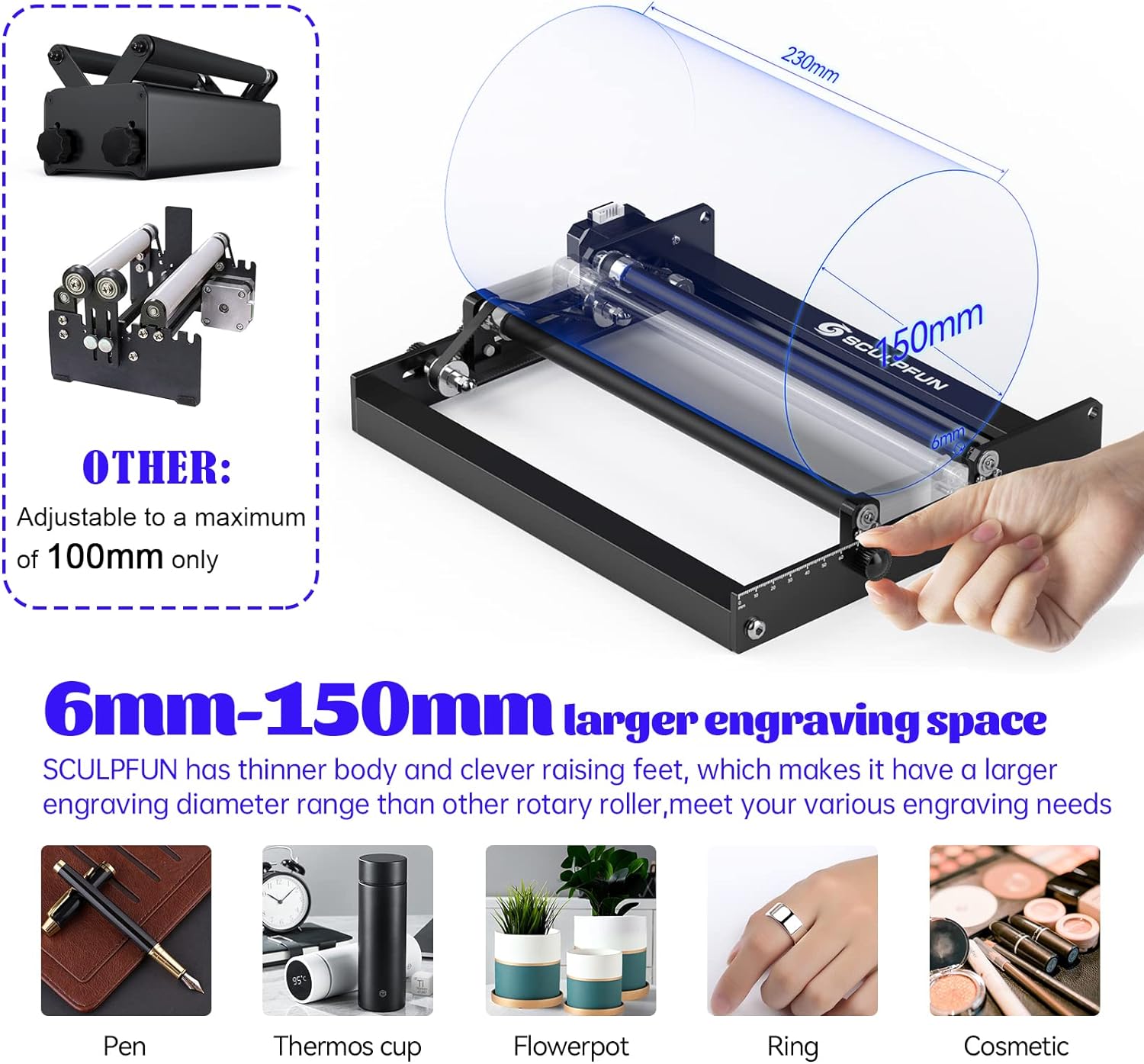 SCULPFUN Laser Rotary Roller P - Rotary Axis Laser Engraver ulasan dan harga